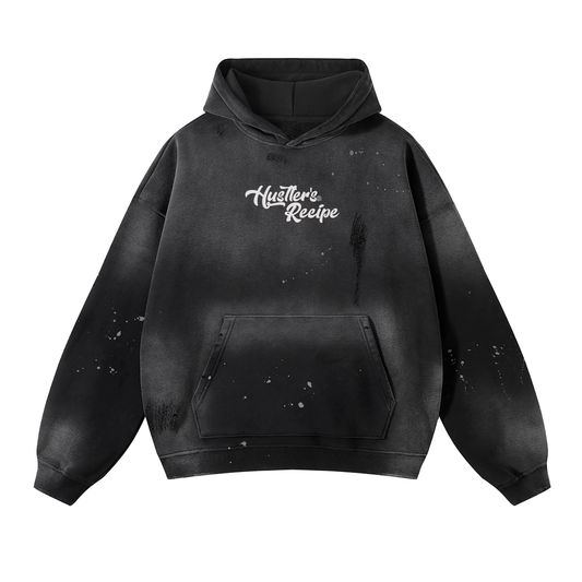 Vintage Wash Frayed Fleece Hoodie - 360 GSM